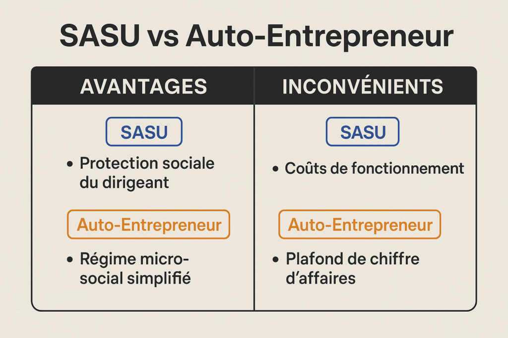 Auto entrepreneur ou SASU : avantages et inconvénients
